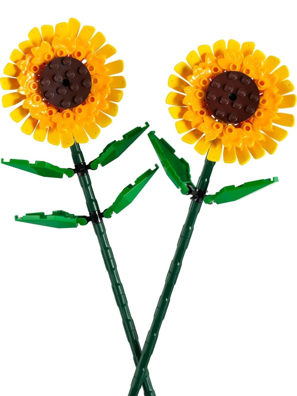 LEGO Sunflower Stem Décor - Yellow & Green Faux Flowers LEGO blocks
